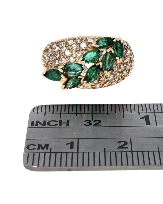 Emerald and Diamond Pave Dome Ring
